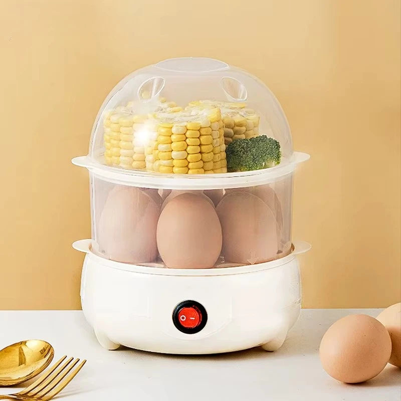 Egg Cooker Multifunctional Electric Egg Boiler Double Layers Egg Cooker Mini Steamer Poacher Kitchen Cooking Breakfast Machine
