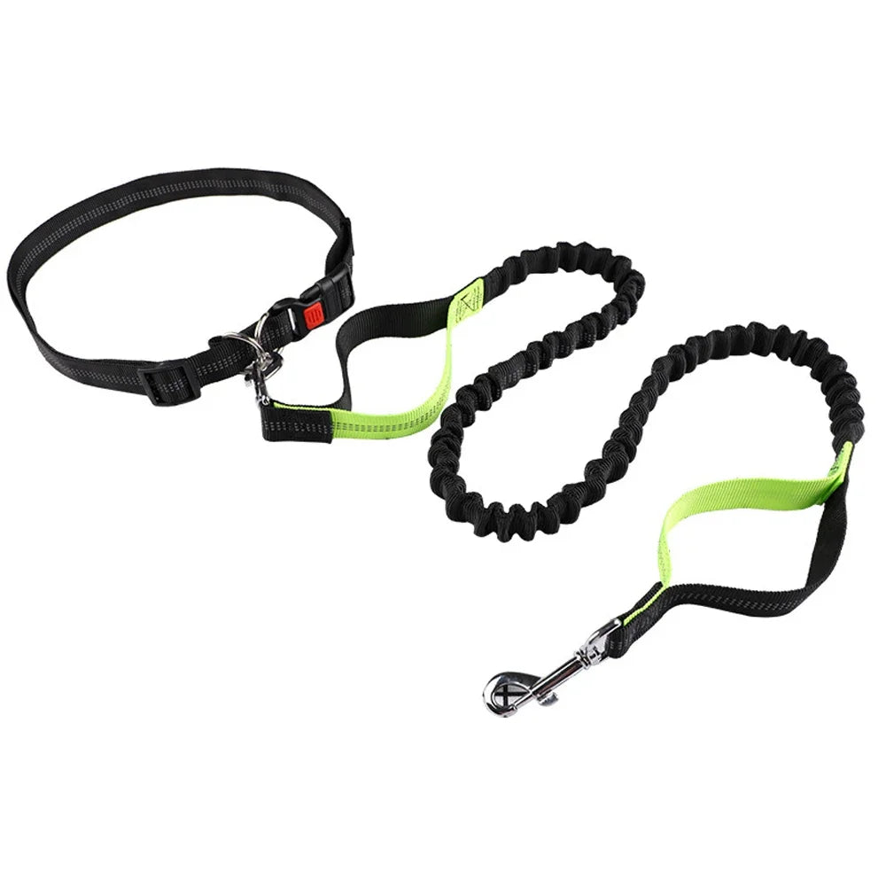 1pc Hands-Free Pet Dog Leash Stretch Running Leash with Handle & Strong Bungees Adjustable Waist Belt for Walking Jogging Hiking