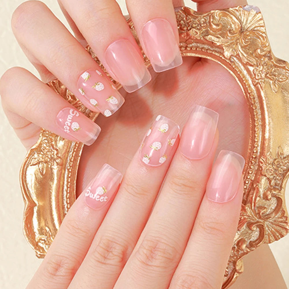 16Pcs Nail Polish Sticker Long Lasting Nail Polish Art Stickers Waterproof Full Nail Wraps with Nail File & Wooden Stick for DIY