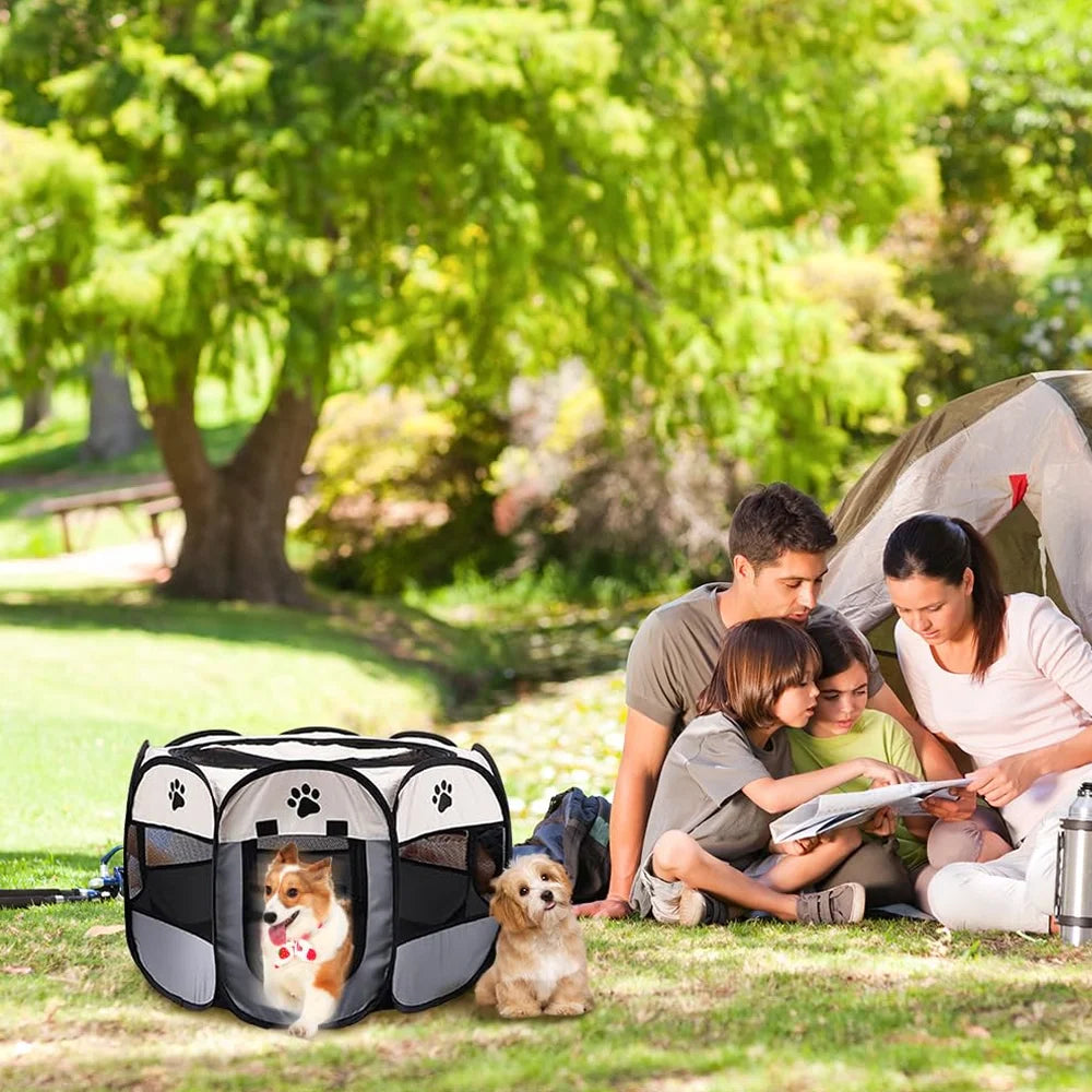 Portable Foldable Cat Tent Cat House Outdoor Travel Pet Tent Cat/Dog Cage Octagonal Fence Pet Cage Easy Operation