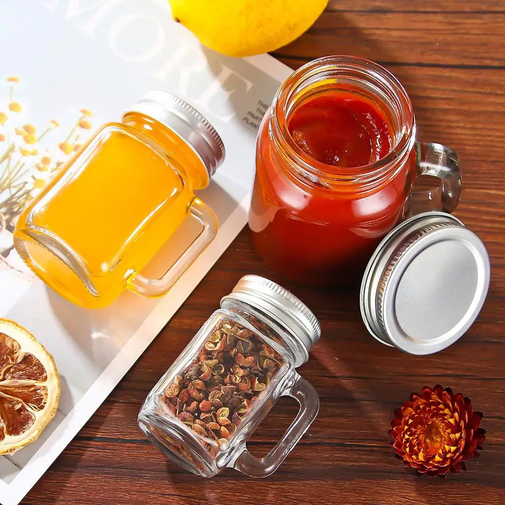 40ml/60ml/120ml Small Sealed Jar With Lid Portable Handle Cup Glass Bottle Leakproof Glass Water Bottle For Milk Coffee Gla X9j0
