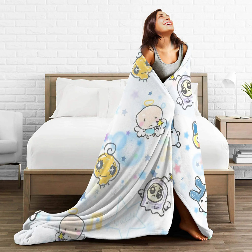Tamagotchis Mametchi   Flannel Blanket Spring  Soft Bedding Throws for Girls Boys Couch Chair Print Bedspread Sofa Bed Cover
