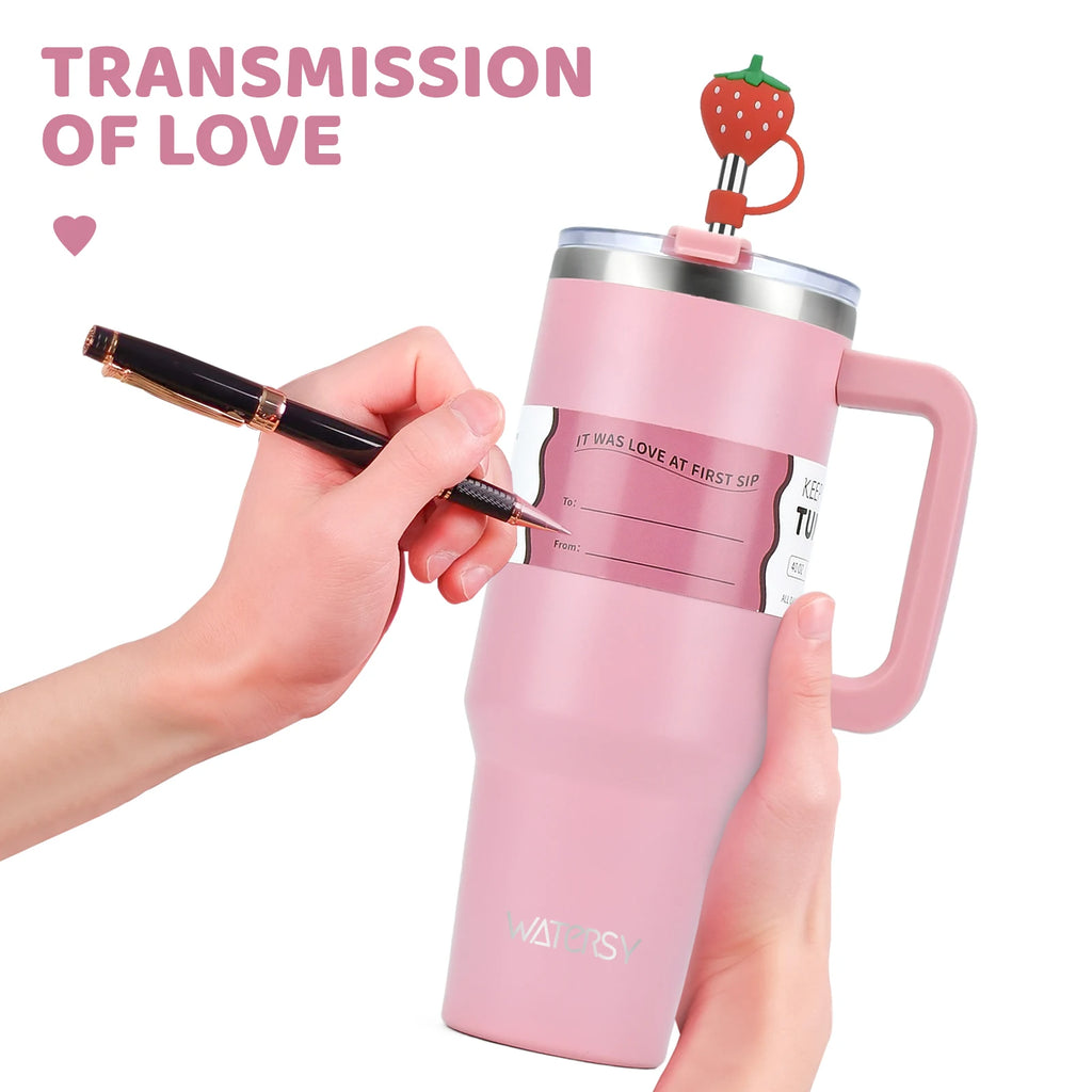 [homeeee] 40oz Adventure Tumbler with Handle & Straw - 1.2L