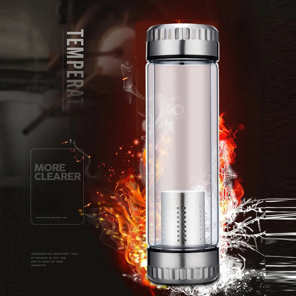 320/420ml Double Wall Glass Tea Water Bottle Have Filter Tumbler Tea-Strainer Water Bottle For Outdoor Office Tea Brewing