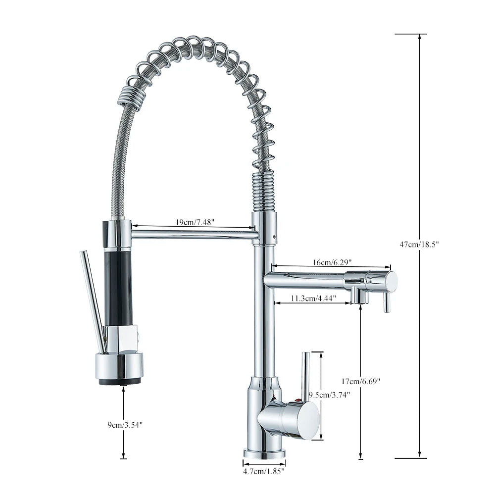 Chrome Removable Gourmet Kitchen Faucet Double Spout Rotatable Deck Mount Single Handle Cold Hot Water Mixer Kitchen Sink Crane