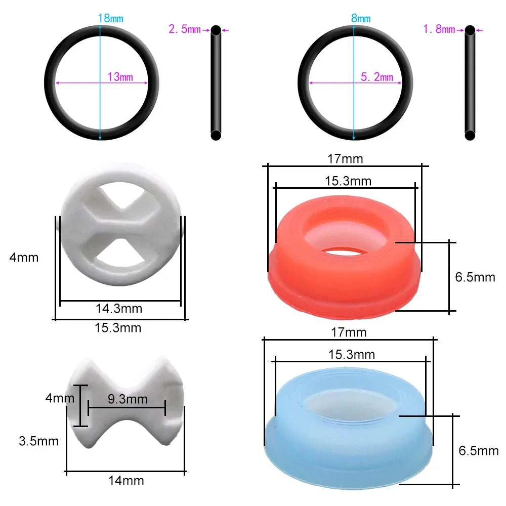12PCS Faucet Tap Valve Cartridge Replacement Kit Faucet Washers For Mixer Faucet Round Ceramic Chip Set Faucet Accessories