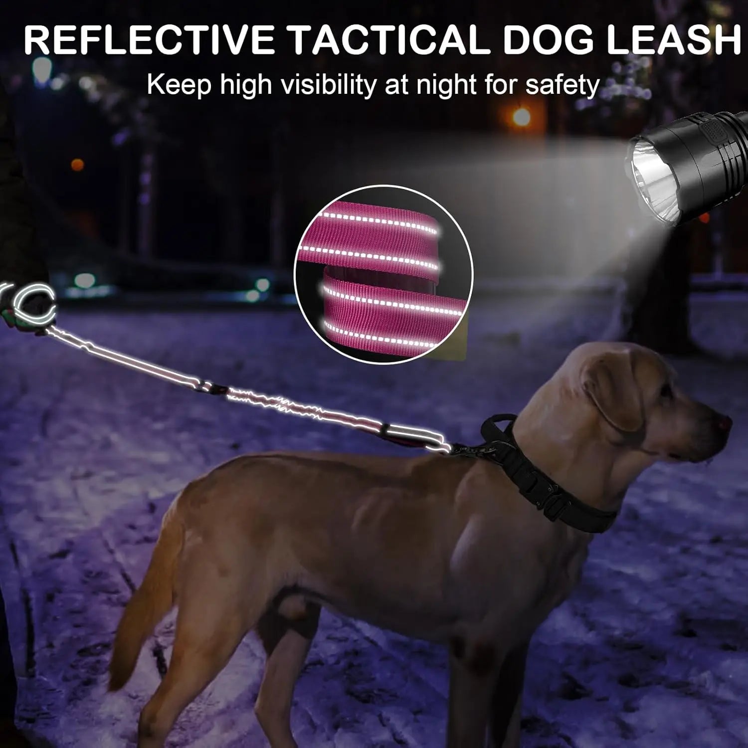 Tactical Dog Leash Reflective Dog Training Leash,Adjustable Heavy Duty Dog  Leashes with Car Seat Belt for Medium Large Dogs