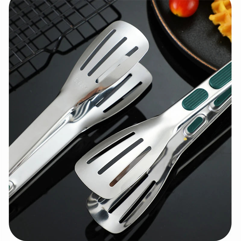 1pc Non Slip Stainless Steel Food Tongs Meat Salad Bread Clip Barbecue Grill Buffet Clamp Cooking Tools Kitchen Accessories