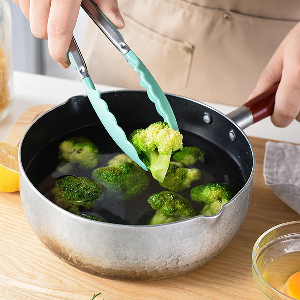 Silicone BBQ Grilling Tong Kitchen Cooking Salad Bread Serving Tong Non-Stick Barbecue Clip Clamp Stainless Steel Tools Gadgets