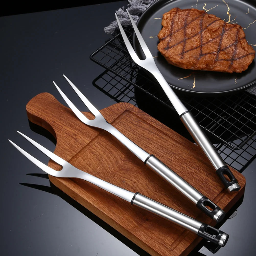 U Shape Stainless Steel Meat Fork BBQ Fork Outdoor Roasting Fork Large Serving Fork Grill Skewers Roasting Sticks Barbecue