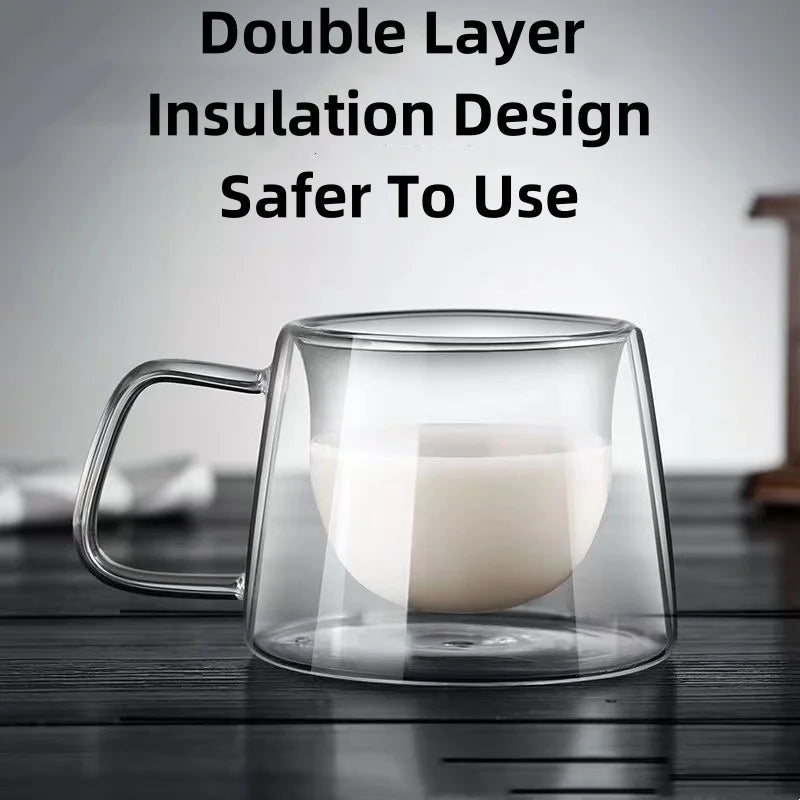 1/2PCS Double Wall Glass Coffee Mug Heat Resistant Tea Milk Juice Coffee Water Espresso Cup Thermo Insulated Cup for Household