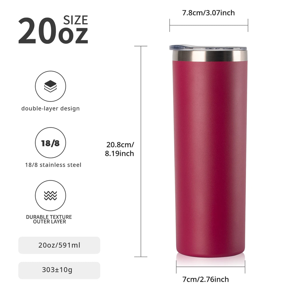 WATERSY 20oz Tumbler with Straw 590ml Stainless Steel Insulated Thermal Mug Double Vacuum Coffee Cup Keep Cold 12H