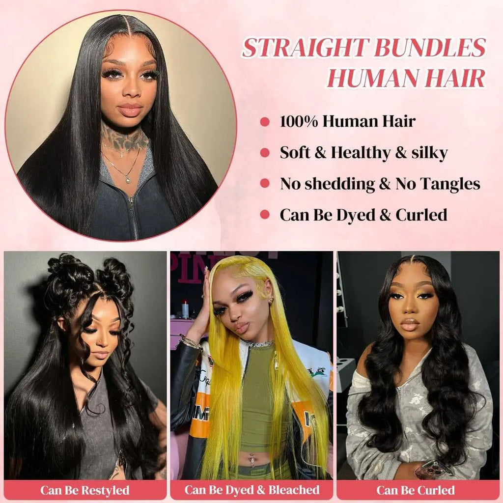 14A Raw Straight Human Hair Bundles 100% Human Hair Bundles 30 40 Inch Unprocessed Black Virgin Hair Extensions Bundles Quality