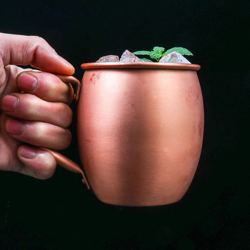 【F】530ml 100% Copper Moscow Mule Mug Cocktail Wine Cup Hammered Coppery Beer Mugs Coffee Mug Milk Cup Bar Cup Drinkware Durable
