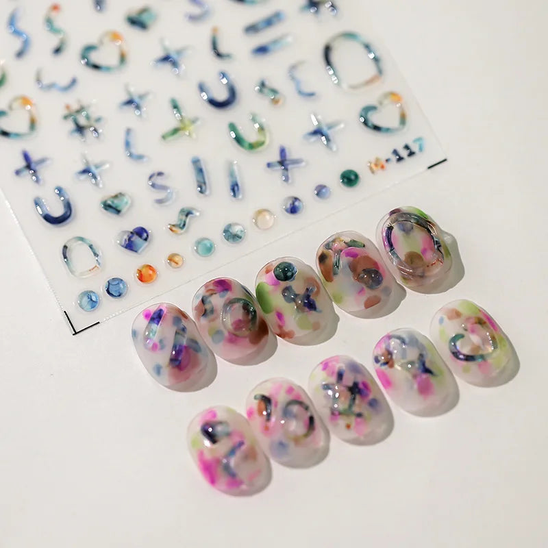 1pc 5D Kawaii Jelly Nail Art Stickers Heart Bears Self-Adhesive Nail Art Decorations Stickers Stamping Manicure Decals