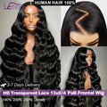 13x6 Lace Full Frontal Wigs Human Hair Body Wave 250% Density Brazilian Virgin Hair Preplucked Transparent Lace 13x4 Frontal Wig