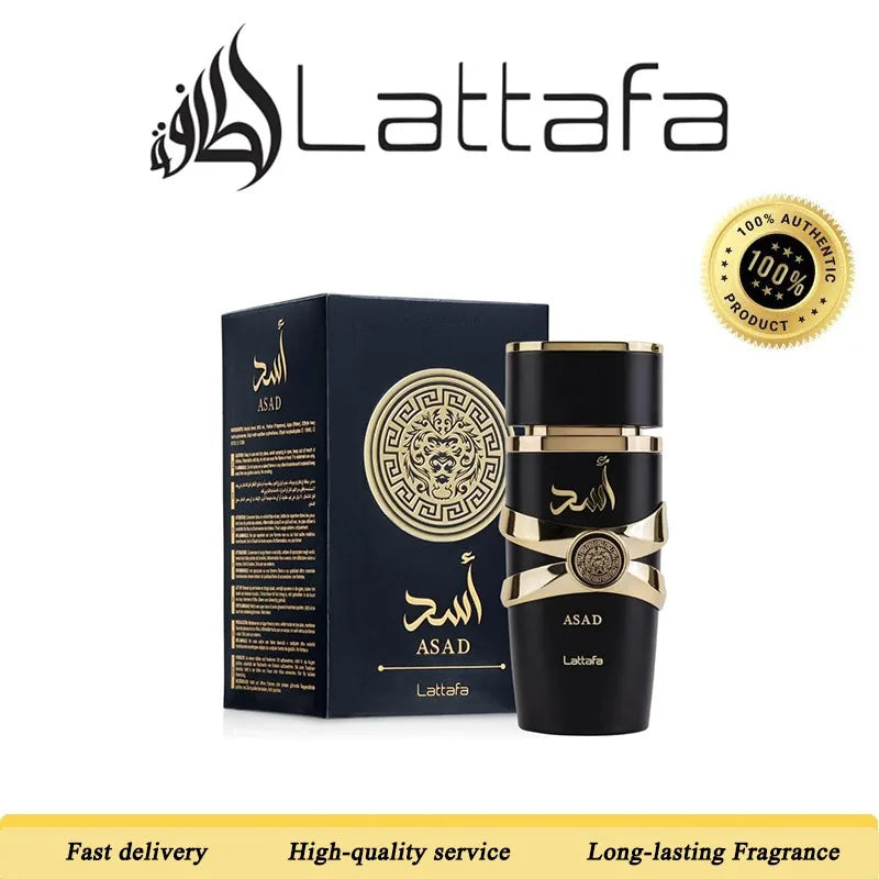 Lattafa Perfumes Asad Unisex Eau De Parfum Spray 3.4 Ounce Cologne Persistence Arabian women's perfume Pheromone long-lasting