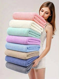 Extra Large 88x175cm Polyester Bath Towel, Hollow Square Knit, Soft Absorbent, 8 Pastel Colors