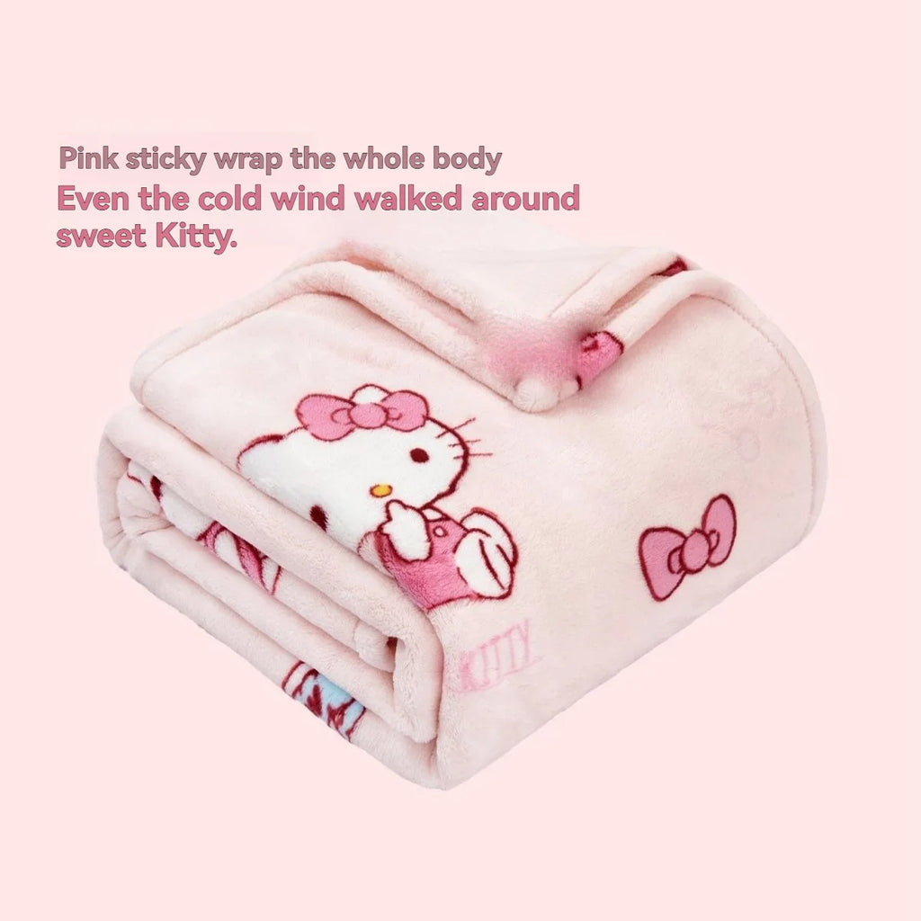 San-rio Hello-Kitty Various Sizes Anti-static Thick Fleece Blanket, Milk Fleece Blanket, Casual Blanket, 150*200cm