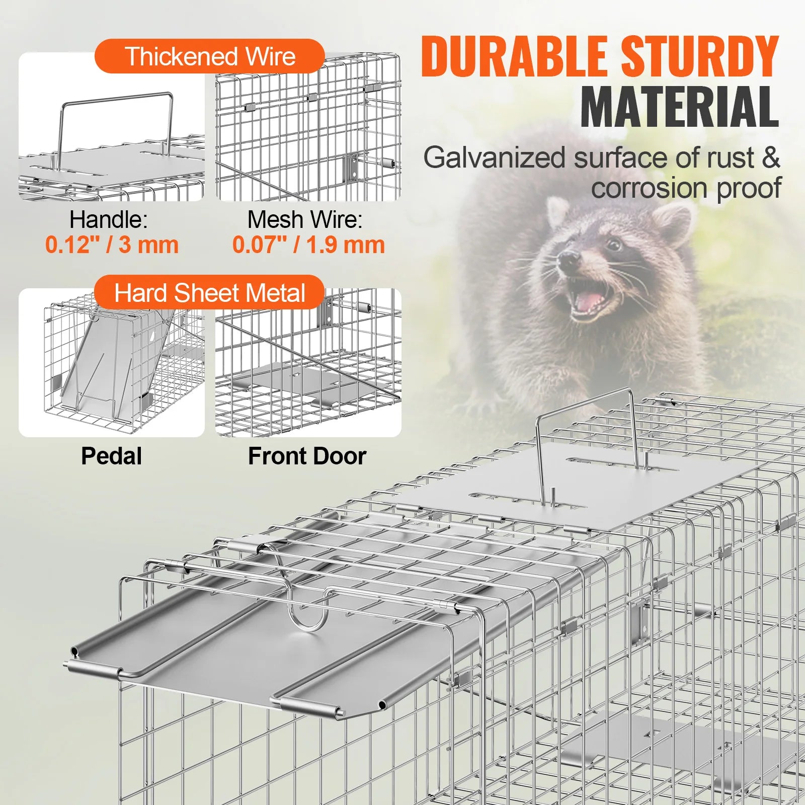 SucceBuy Live Animal Cage Trap Humane Cat Rodent Control Folding with Handle for Stray Cat Rabbits Squirrels Raccoons Groundhogs