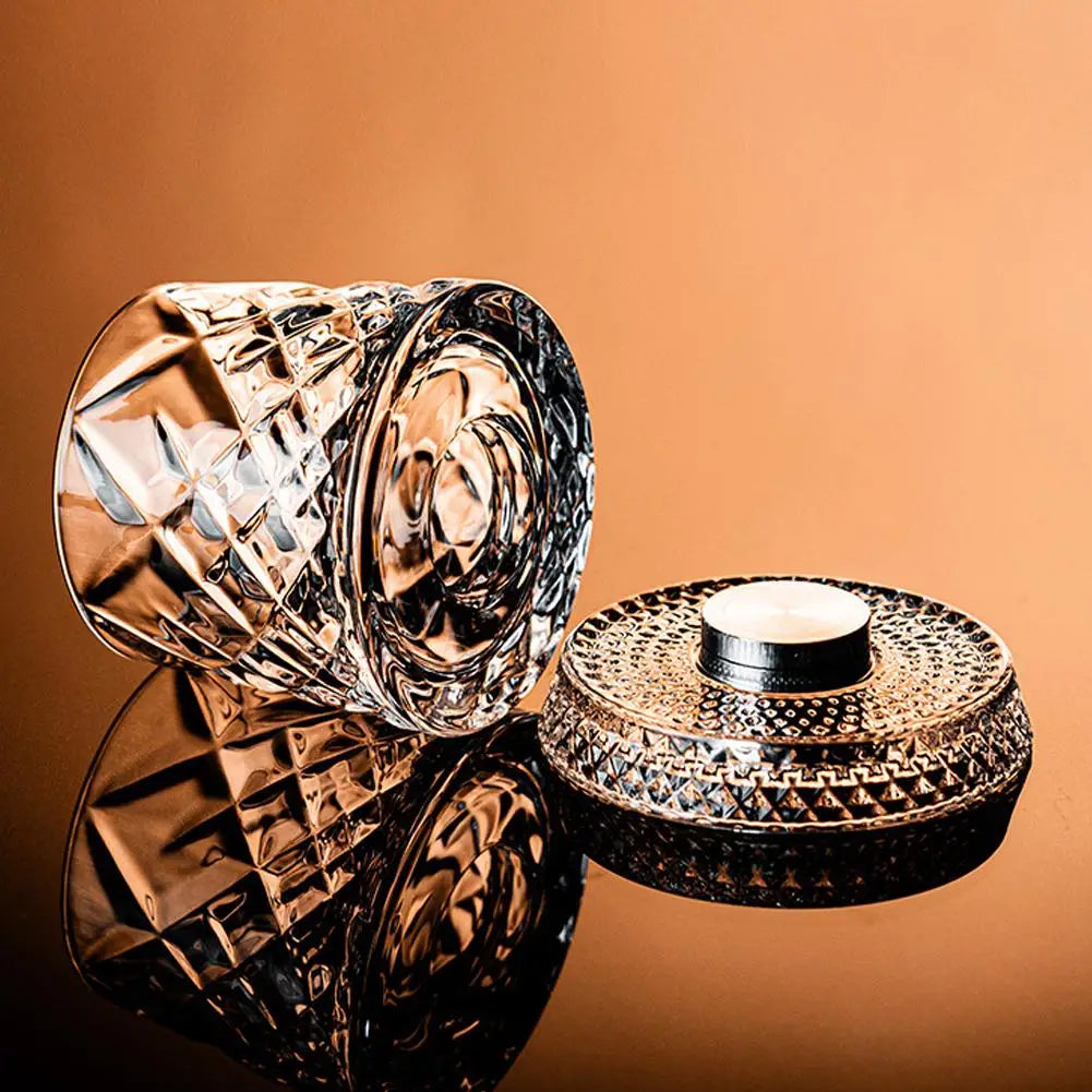 2pcs Exquisite Magnetic Glass Cup Rotating Cup Bar Whiskey Red Wine Various Patterns High-end Water Cup Kitchen Bar Counter
