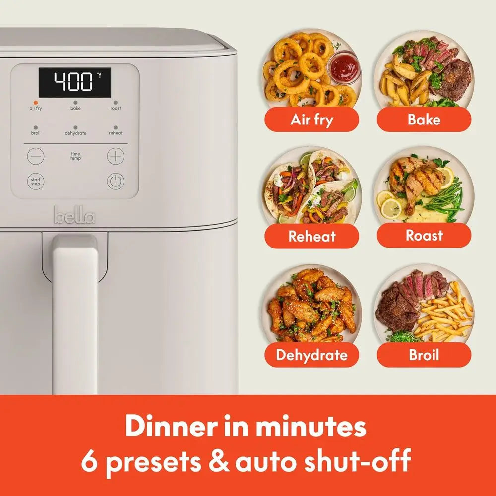 6-Quart Slim Air Fryer with Nonstick Coating, Adjustable Temperature, 6 Cooking Modes, 60-Minute Auto-Off Timer