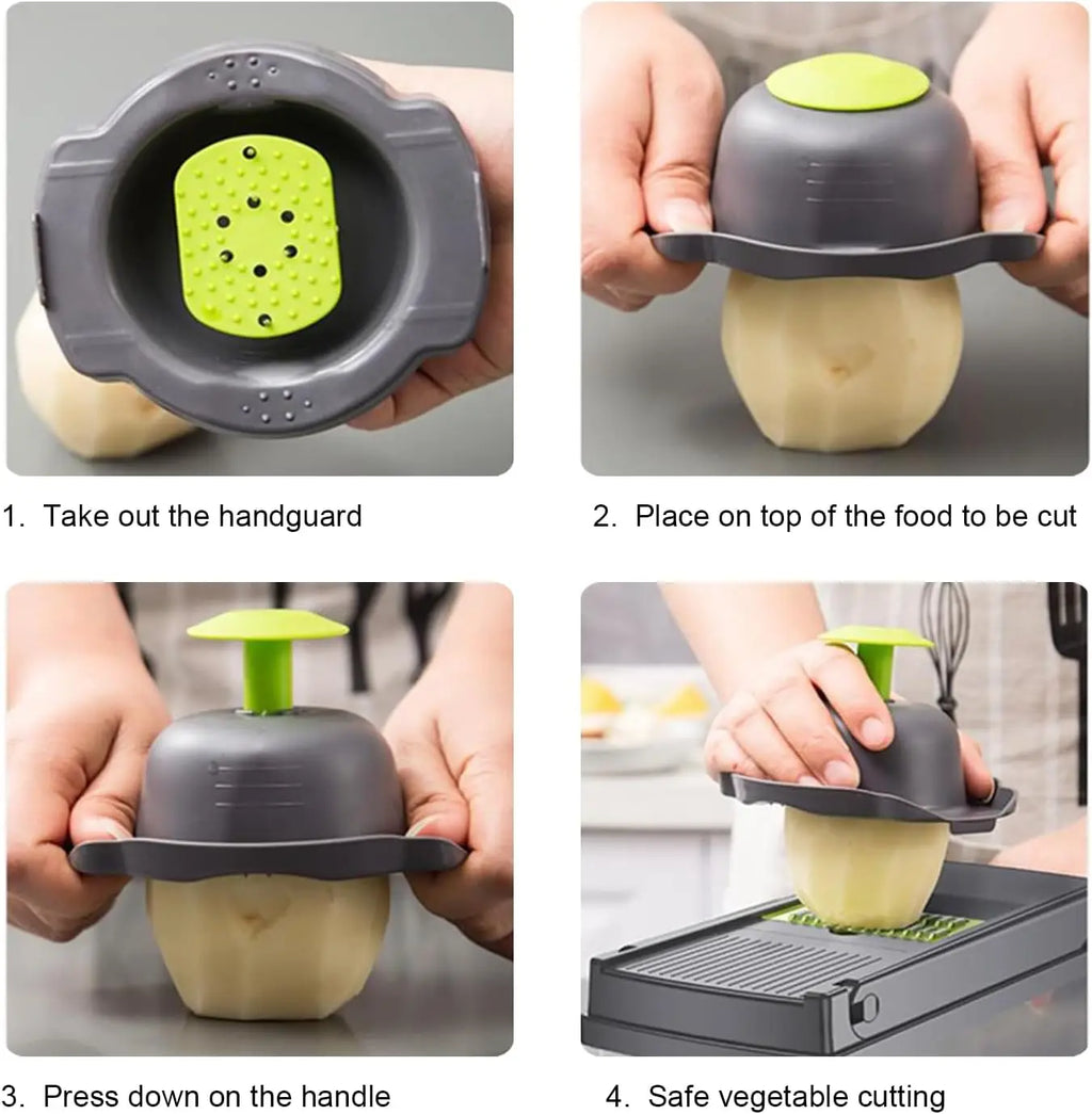 16 x 1 Kitchen professional chopper-type slicer, multifunctional food chopper, blade vegetable chopper, kitchen utensils