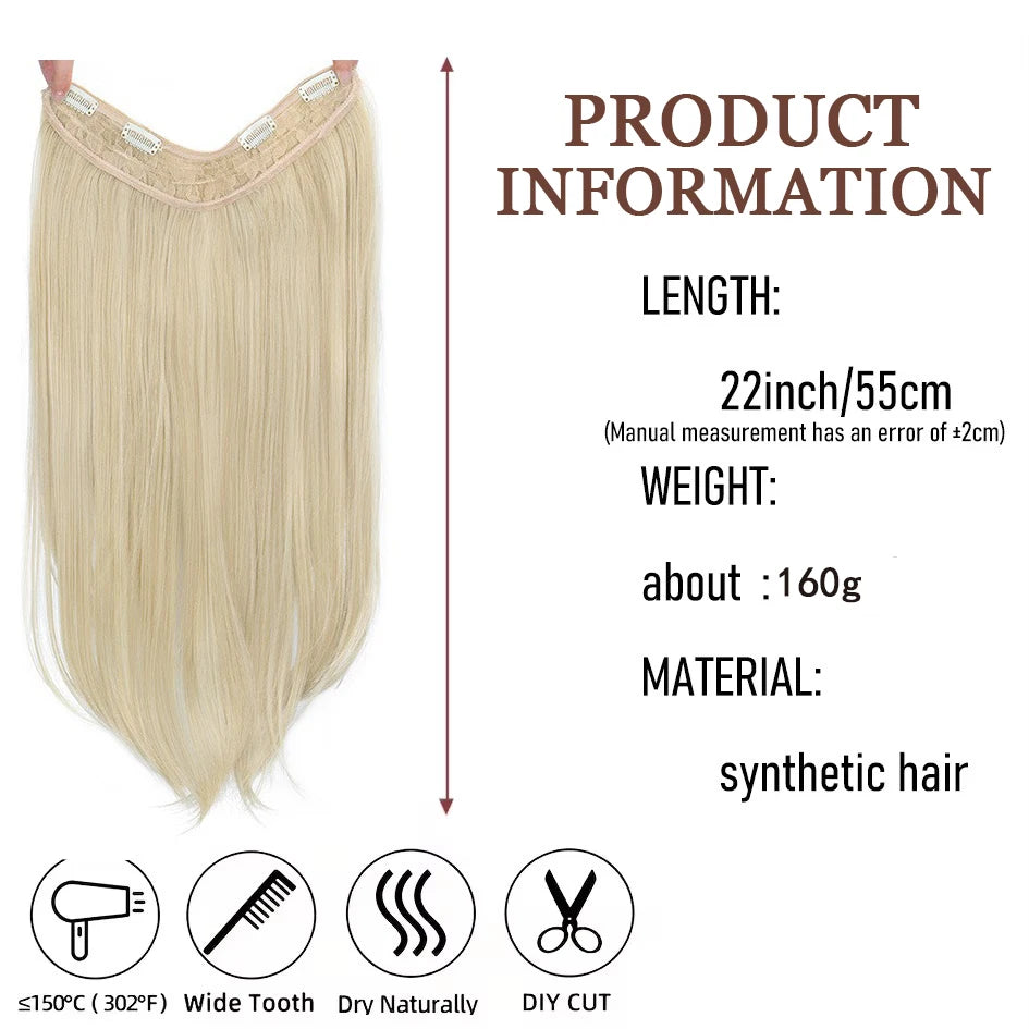 Synthetic Wig Women's Traceless Invisible U-shaped  Layered  Straight Hair With Inner Buckle Long Curly Hair Natural