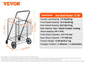SucceBuy Folding Shopping Cart w/ Removable Waterproof Liner 106/330LBS Large Capacity 360° Swivel Wheels Dense Metal Mesh Base