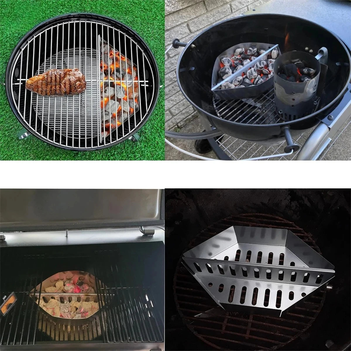 Stainless Steel Charcoal Basket BBQ Grilling Accessories for Grills and Kettles Charcoal Grill Accessories