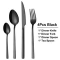 Black Cutlery Stainless Steel Western Tableware Mirror Knife Fork Spoon Dinnerware Kitchen Utensils 1/2/3/4/5 Set Flatware