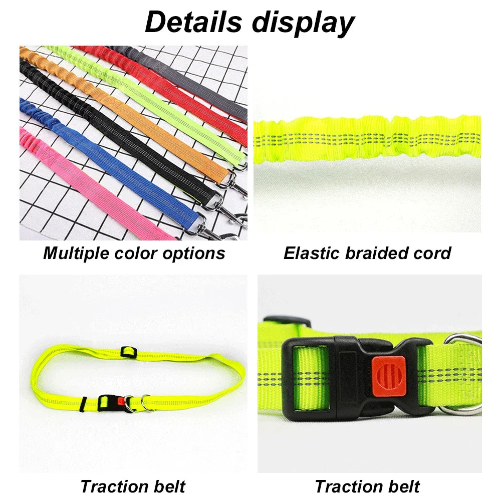 1pc Hands-Free Pet Dog Leash Stretch Running Leash with Handle & Strong Bungees Adjustable Waist Belt for Walking Jogging Hiking