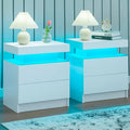 Nightstand Set of 2 LED Nightstand with 2 Drawers,Night Stand Set 2 with LED Light,Bedside Table with Drawers for, Customized