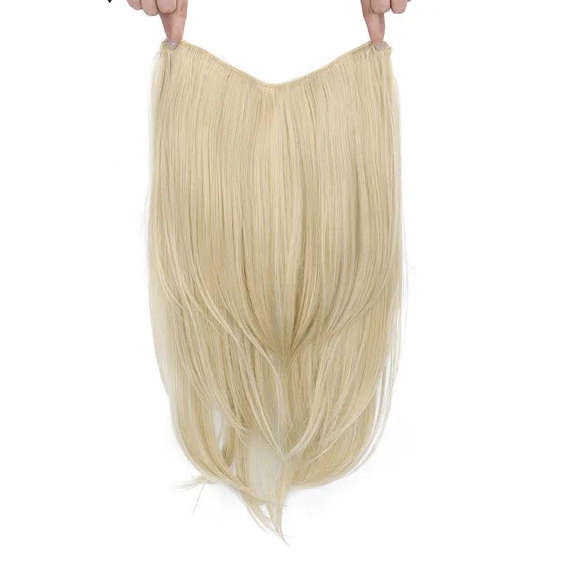 22Inch Synthetic V-Shape Long Straight Hair Extension Layered Hairpiece Natural Invisible Everyday Wear for Women Daily Party