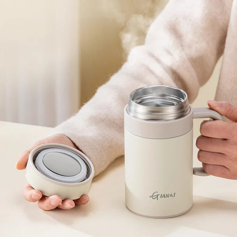GIANXI Classic Stainless Steel Thermos Cup Tea Water Separation Cup Home Portable With Handle Seal Against Leakage Vacuum Bottle