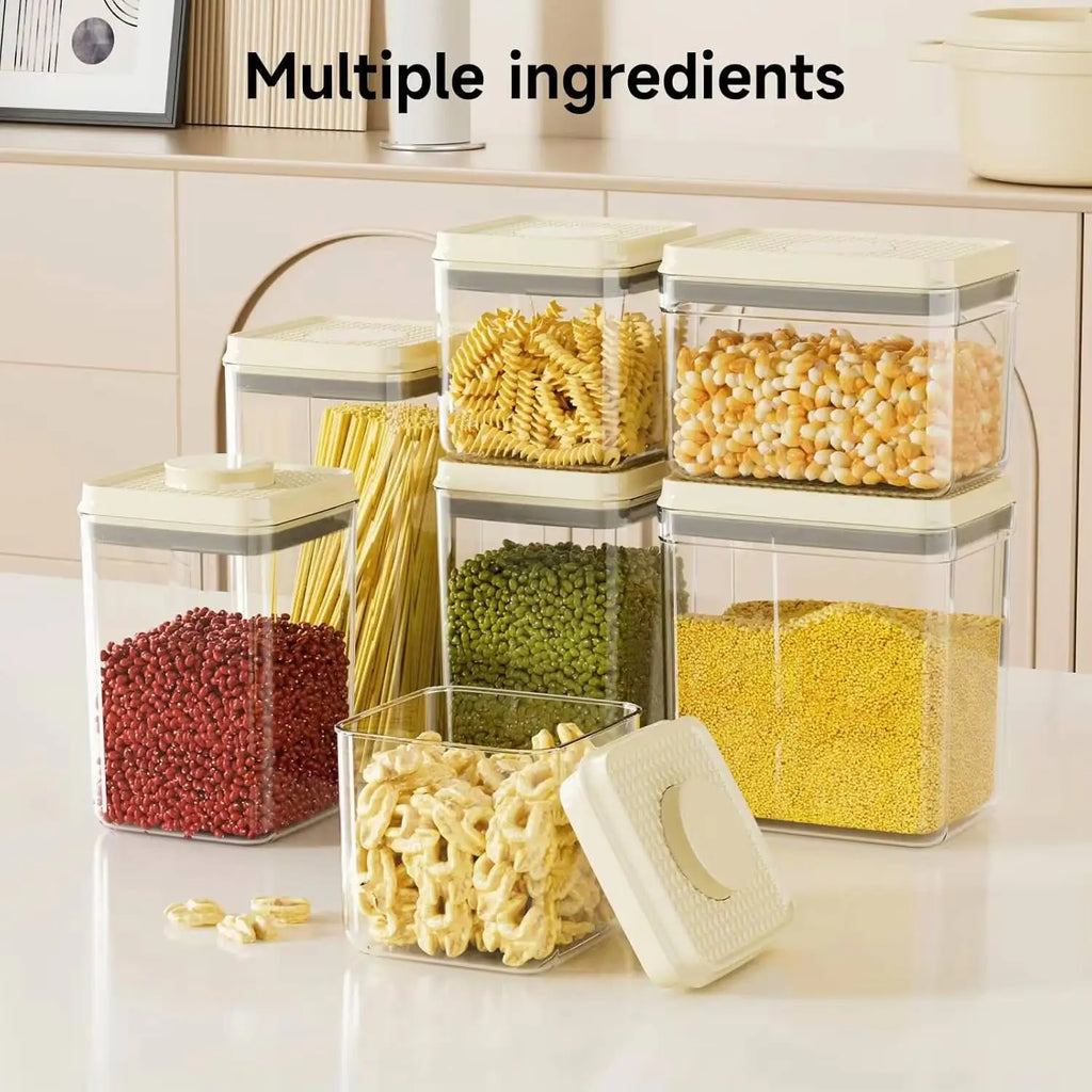 Airtight Food Storage Containers With Pop-Top Lids, 3 Pcs Stackable Plastic Canisters Kitchen Pantry Organization,