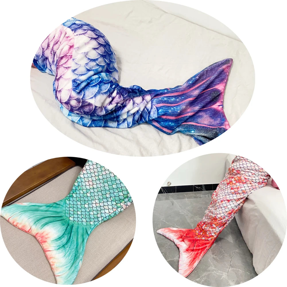 Mermaid Blanket Sleeping Bag Anti Kick Flannel Quilt Soft Fabric High Color Fastness Children Birthday Gift Fish Tail