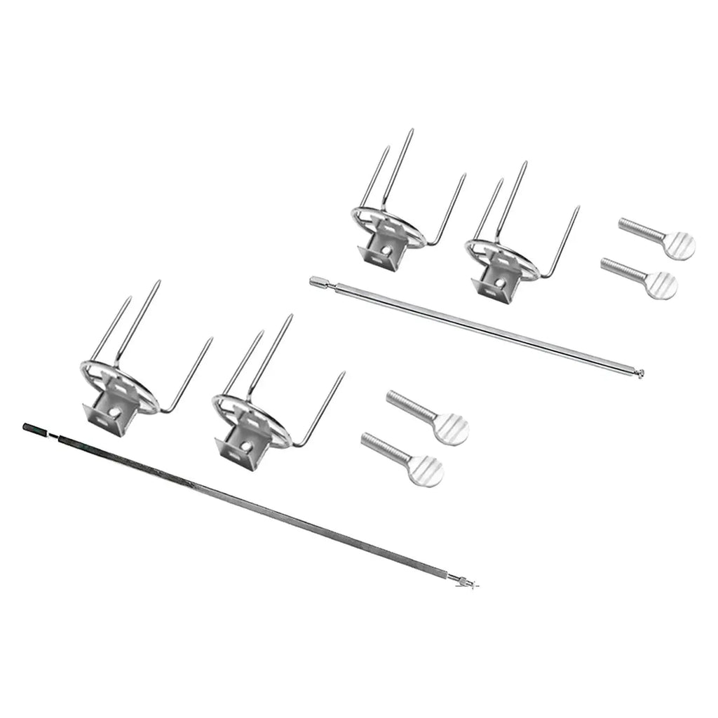 Rotating Chicken Fork Grill Rotisserie Kit Complete Holders for Most Grill