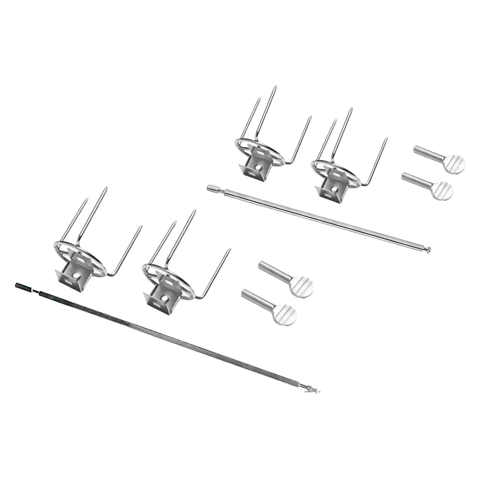 Rotating Chicken Fork Grill Rotisserie Kit Complete Holders for Most Grill