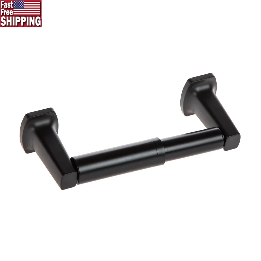Wall Mounted Toilet Paper Holder Matte Black Ergonomic Design Corrosion Resistant Zinc Alloy Includes Mounting Hardware Ideal