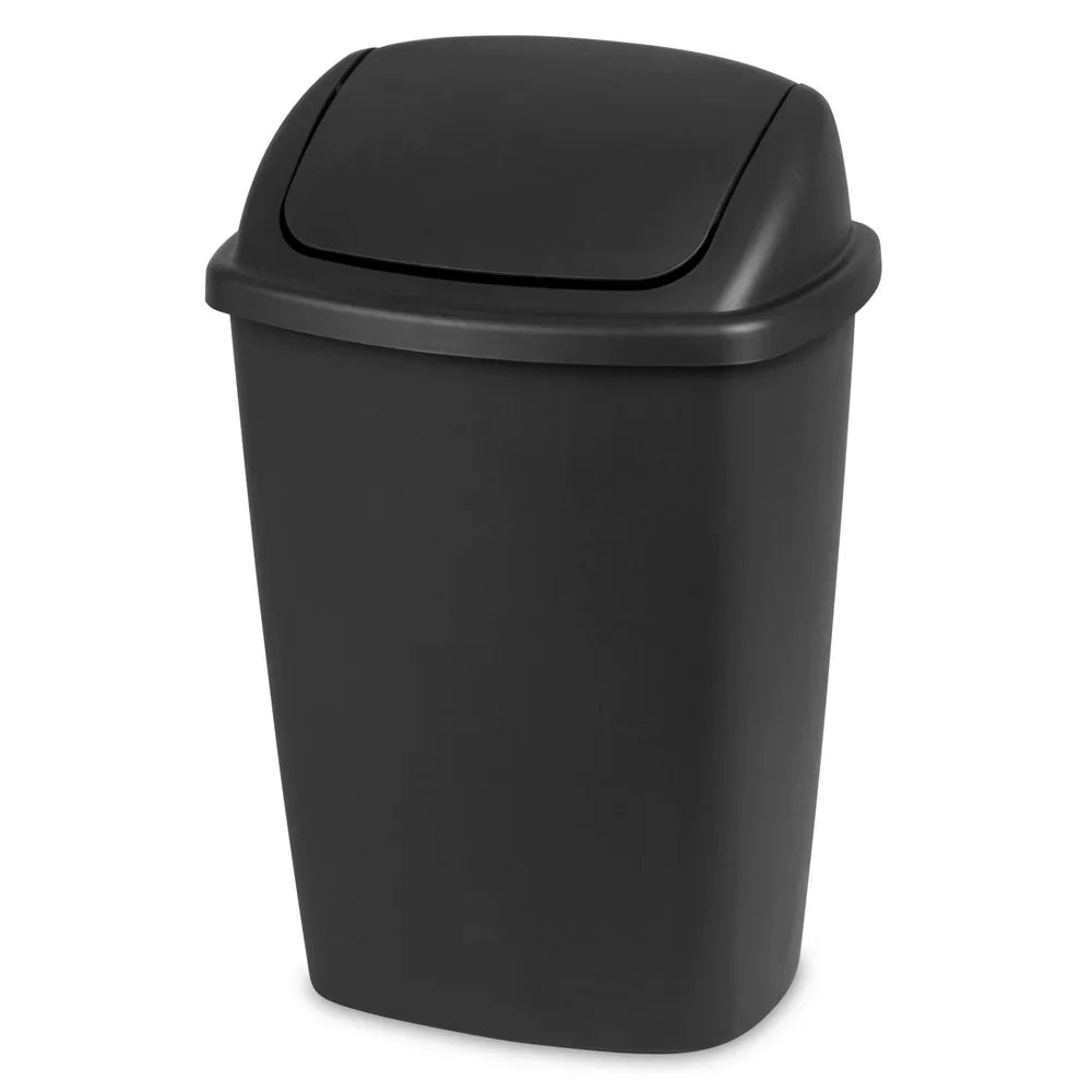 7.5 Gallon SwingTop Trash Can Plastic Wastebasket Indoor Kitchen Office Swing Lid Easy Clean Textured Surface BPA Free