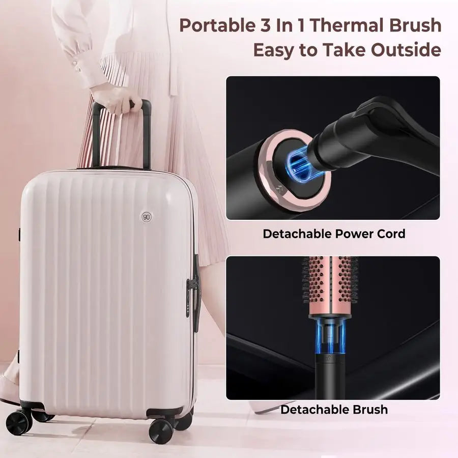Brush,5 Temps LCD Display Ceramic Tourmaline Heated Styling Brush Set 3in1 Detachable Barrels 1.25 1.5 1.75 Inch,Heater for Vers