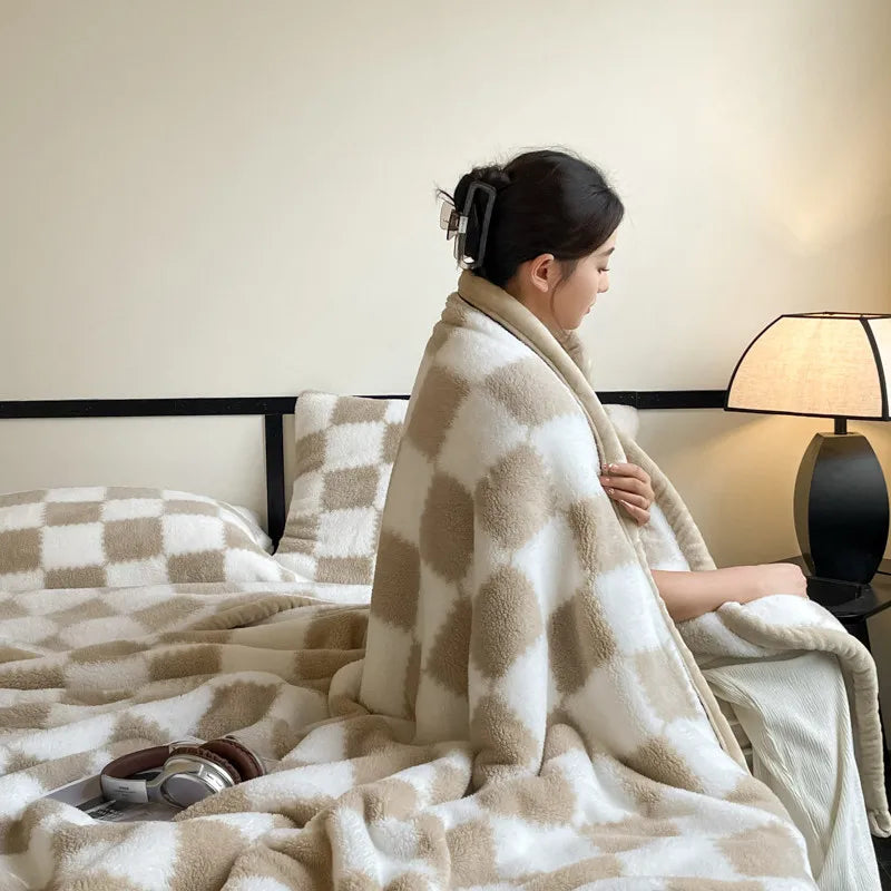 New Shumian velvet thickened warm coral velvet blanket, milk velvet long velvet light luxury blanket blanket