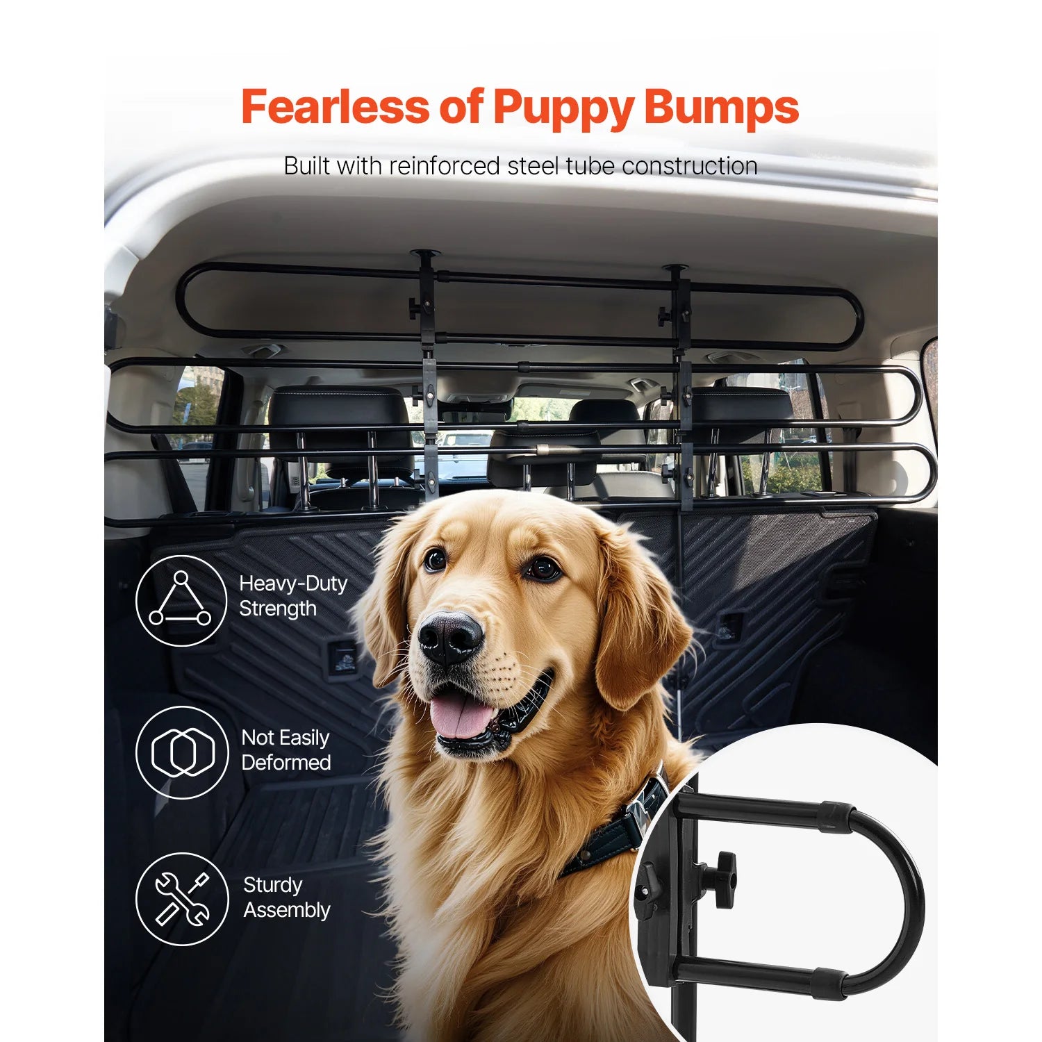 SucceBuy DogCar Barrier Dog Car Gate-Strong Metal Tubing Gate Divider Adjustable Universal-Fit Vehicle Pet Barrier for Car Truck