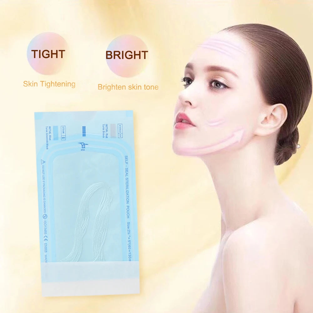 50Pack 12Pcs/Pack Collagen Face Lifting Thread Protein Skin Absorbed Lines No Needle Anti Aging Collagen Facial Thread Beauty
