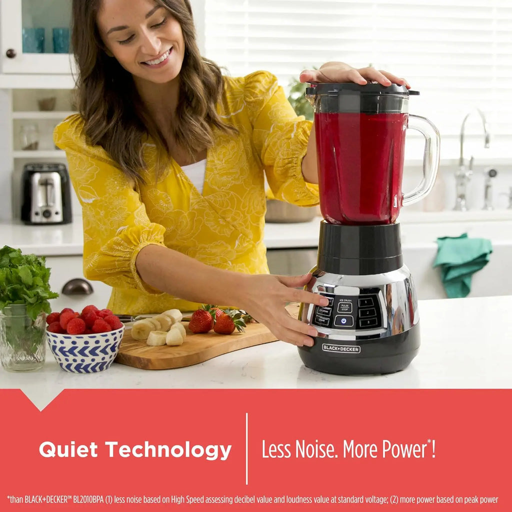 Quiet Blender with 6-Cup Glass Jar, 3 Speeds & Pulse Function, 900W Power for Fast Smoothies and Drinks