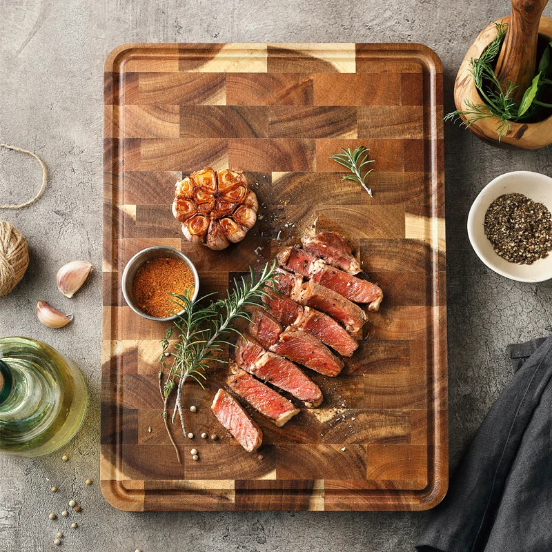 XINZUO Acacia Wood Cutting Board Cut Bread Fruit Meat Quality Kitchen Wooden Chopping Blocks Non-slip Kitchen Tools