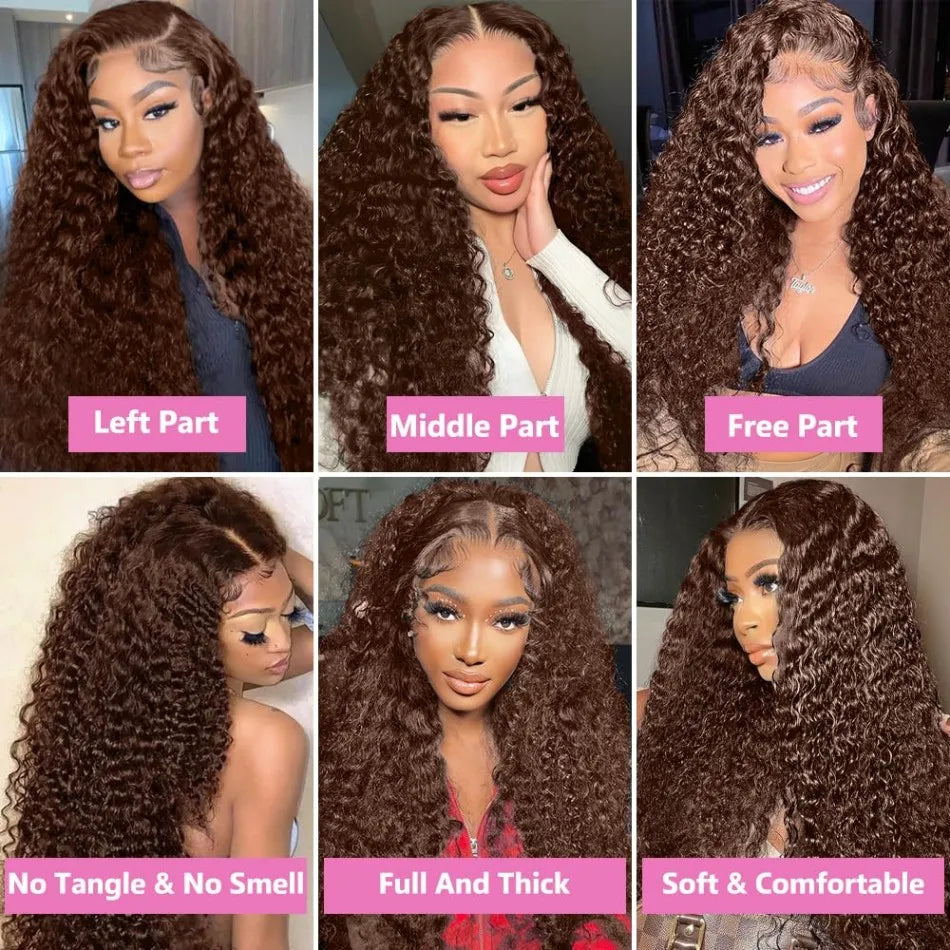 Chocolate Brown Wig Body Wave Human Hair Wigs 13X6 Hd Lace Frontal Wig 250 Density Colored Preplucked Brazilian Lace Front Wigs