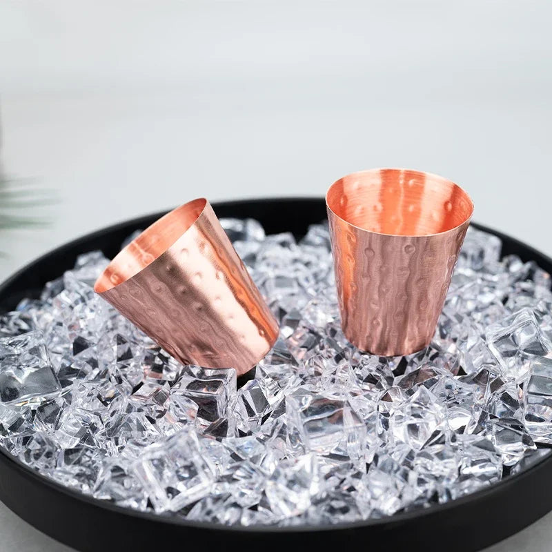 4Pcs New 100% Copper Cups Pure Solid  Moscow Mule PURE Copper Mugs-Shaped 2oz Cocktail Cups Beer Milk Mug Drinkware