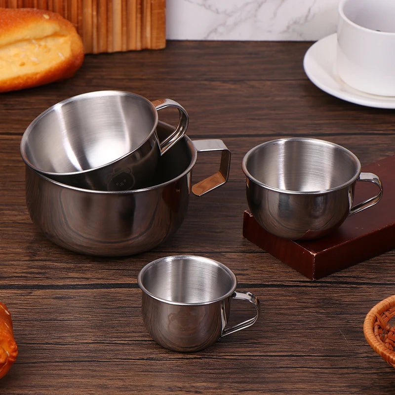 Mini Water Cup With Handle Durable Anti Scalding Milk Coffee Mug Drinking Cup For Kids Student Drinkware 304 Stainless Steel